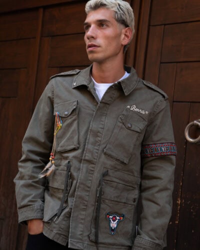 BERNA Giacchetta Sahariana foderata con spille e patch FALCO 252283 Verde