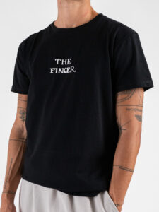BERNA T-shirt in cotone a con stampa sul retro THE FINGER 252310 Nera (1)