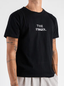 BERNA T-shirt in cotone a con stampa sul retro THE FINGER 252310 Nera (4)