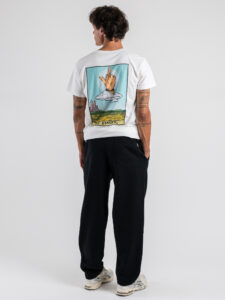 BERNA T-shirt in cotone a con stampa sul retro THE FINGER 252310 Panna (3)