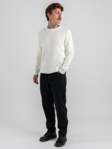 BL11 Maglione girocollo lavorato ALTAMURA Panna (2)