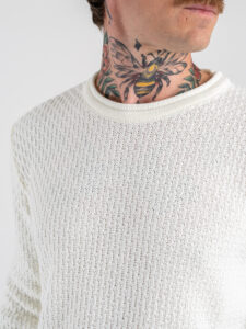 BL11 Maglione girocollo lavorato ALTAMURA Panna (4)