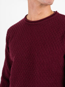 BL11 Maglione girocollo lavorato ALTAMURA Prugna (4)