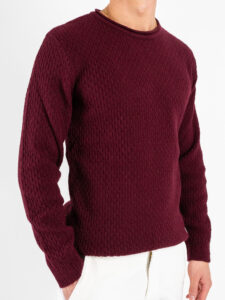 BL11 Maglione girocollo lavorato ALTAMURA Prugna (5)