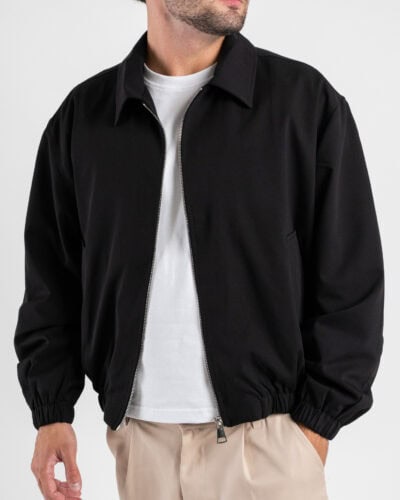 Bomber foderato con collettobottoni ed elastico sul fondo 2503 Nero 2 Home