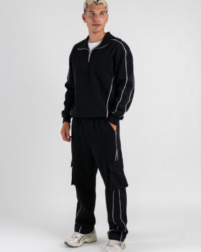 Completo tuta con felpa collo alto e mezza zip Pantalone baggy tasconato 2051 Black 2 Home