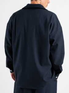 Coordinato camicia a manica lunga e pantalone over con coulisse 9525 Blu (11)