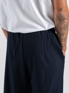 Coordinato camicia a manica lunga e pantalone over con coulisse 9525 Blu (3)