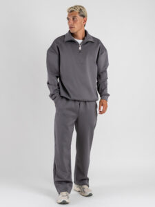Coordinato con felpa mezza zip+Pantalone baggy fit M01 Antracite (5)