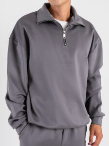 Coordinato con felpa mezza zip+Pantalone baggy fit M01 Antracite (6)