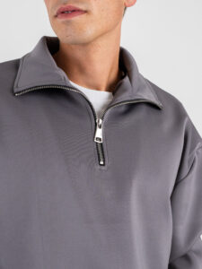 Coordinato con felpa mezza zip+Pantalone baggy fit M01 Antracite (7)