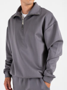 Coordinato con felpa mezza zip+Pantalone baggy fit M01 Antracite (8)