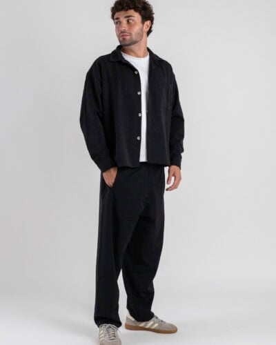 Coordinato in strass camicia a manica lunga e pantalone over SLR Nero 2 Home