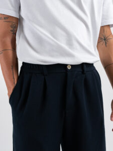 ESTASI Pantalone regular invernale con gamba larga ed elastico in vita YAMAL INV Blu (7)