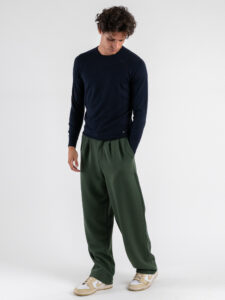 ESTASI Pantalone regular invernale con gamba larga ed elastico in vita YAMAL INV Militare (1)