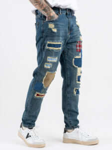 GIANNI LUPO Jeans carrot con rotture e toppe multicolor MIKE95 GL197F (6)