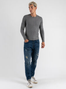 GIANNI LUPO Maglione girocollo basico in poliviscosa GL33398 Grey (4)