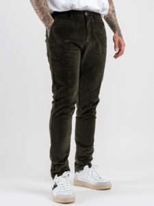 GIANNI LUPO Pantalone slim in velluto TAHOMA Military (6)