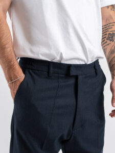 IMPERIAL Pantalone da abito gessato con elastico e bottone in vita P5441P4978 Blu (1)