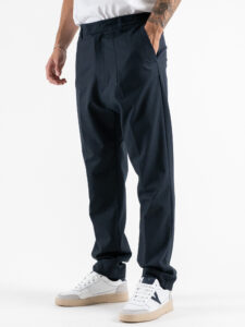 IMPERIAL Pantalone da abito gessato con elastico e bottone in vita P5441P4978 Blu (2)