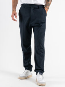 IMPERIAL Pantalone da abito gessato con elastico e bottone in vita P5441P4978 Blu (4)