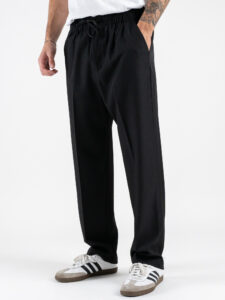 IMPERIAL Pantalone loose fit con coulisse e bottone in vita P851930604 Nero (4)