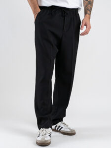 IMPERIAL Pantalone loose fit con coulisse e bottone in vita P851930604 Nero (5)