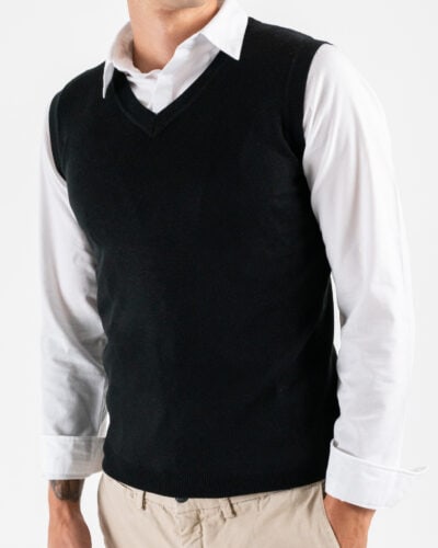 Maglioncino smanicato con collo a V Black 4 Best Seller