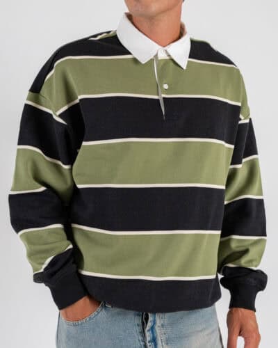 ONLYSONS Felpa rigata con colletto a contrasto JEFFREY 22035187 Jet BlackOil Green 2 Home