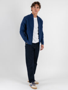 OVER-D Cardigan a costine con zip e collo alto OE1F2W5M88 Blu (4)