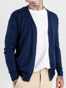 OVER-D Cardigan in viscosa con scollo a V OE1F2W5M05 Blu (1)