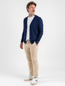 OVER-D Cardigan in viscosa con scollo a V OE1F2W5M05 Blu (3)