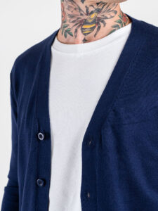 OVER-D Cardigan in viscosa con scollo a V OE1F2W5M05 Blu (5)