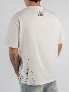 PXP T-shirt con logo frontale e schizzi laterali 2511001 Panna (2)