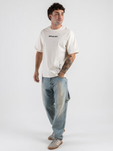 PXP T-shirt con logo frontale e schizzi laterali 2511001 Panna (3)