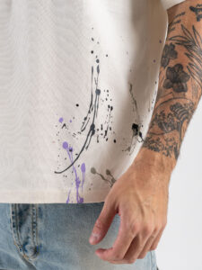 PXP T-shirt con logo frontale e schizzi laterali 2511001 Panna (6)