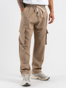 Pantalone a gamba morbida con coulisse in vita e tasconi laterali 3401 Beige (3)