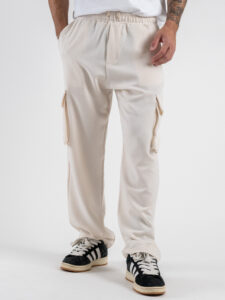 Pantalone a gamba morbida con coulisse in vita e tasconi laterali 3401 Panna (6)