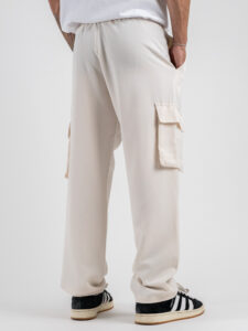 Pantalone a gamba morbida con coulisse in vita e tasconi laterali 3401 Panna (7)
