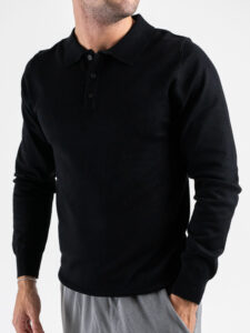 Polo a manica lunga con bottoni 888 Nero (3)