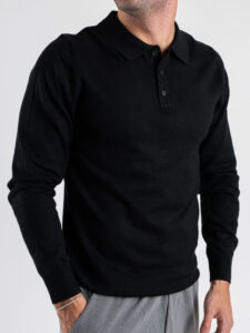 Polo a manica lunga con bottoni 888 Nero (5)