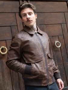 SEINSE Bomber in ecopelle foderato con collo a camicia GBI1101SS Moro