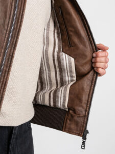 SEINSE Bomber in ecopelle foderato con collo a camicia GBI1101SS Moro (7)