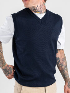 SEINSE Maglioncino smanicato con collo a V MI3139SS Blu (4)
