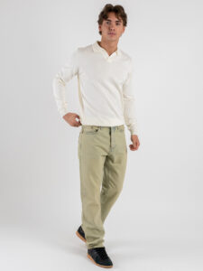 SEINSE Polo in maglia con scollo a v a manica lunga MI3143SS Panna (2)