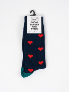 SOCKS BURGER AND FRIES Calze in cotone unisex tg. unica CUORI Blu (2)