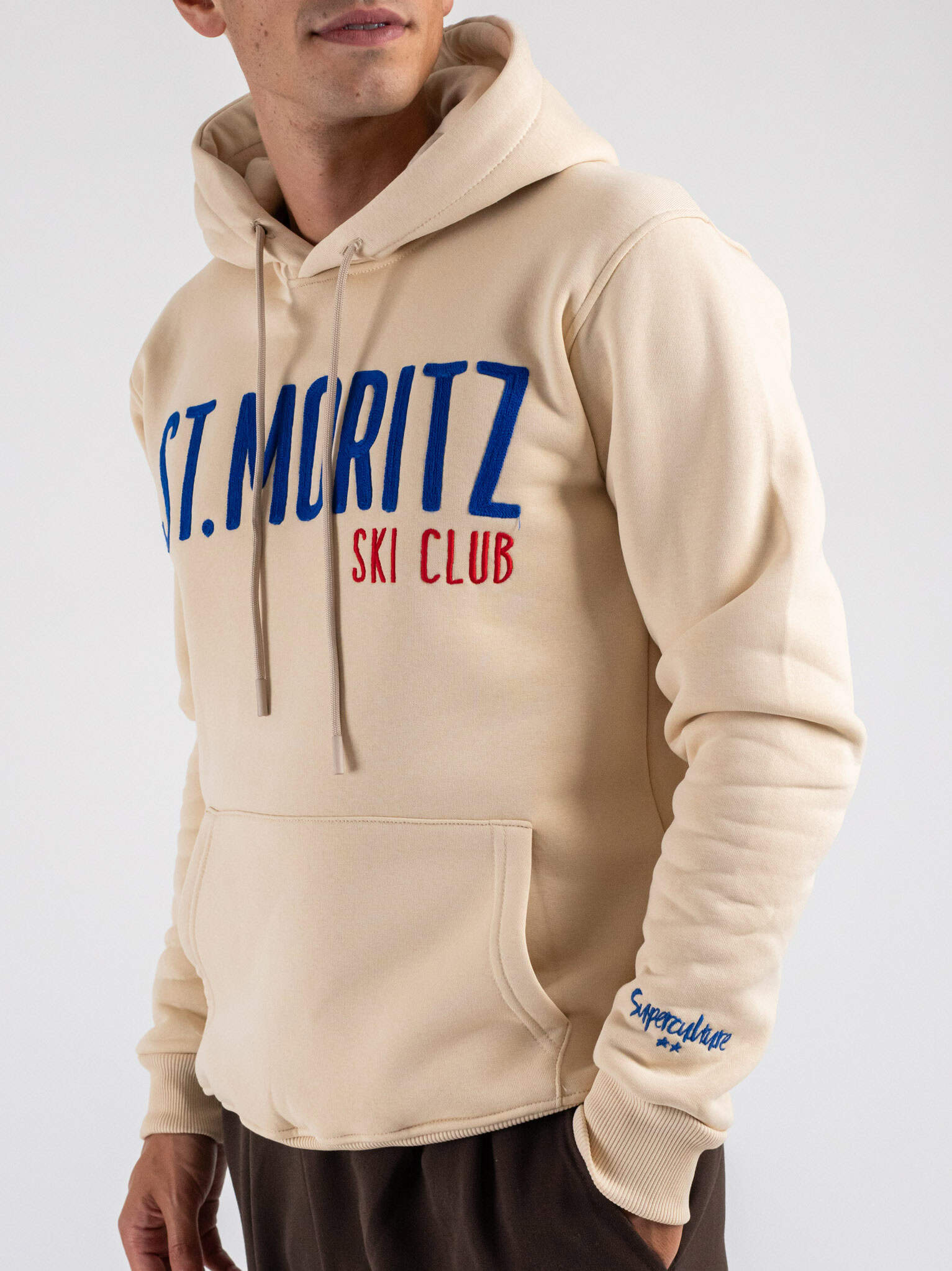 SUPERCULTURE Felpa cappuccio con marsupio e ricamo 