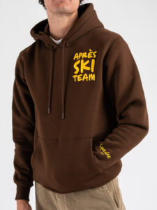 SUPERCULTURE Felpa cappuccio con ricamo e stampa serigrafica sul retro Apres Ski Team A1387 Cioccolato (2)