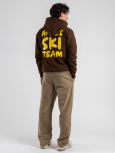 SUPERCULTURE Felpa cappuccio con ricamo e stampa serigrafica sul retro Apres Ski Team A1387 Cioccolato (7)