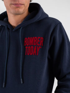 SUPERCULTURE Felpa cappuccio stampa floc lato cuore Bomber Today A1373 Blu (1)